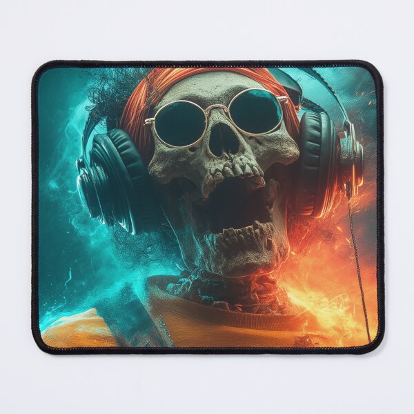 Item preview, Rock Skeleton Guitarist Headphones Premium T-Shirt — Bold Neon Music Art designed and sold by CosmicRockArt.