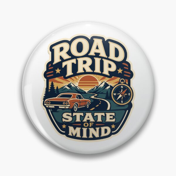 Item preview, Road Trip State Of Mind Retro Travel Badge designed and sold by ArtsyExplorer.