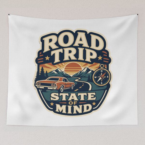 Item preview, Road Trip State Of Mind Retro Travel Badge designed and sold by ArtsyExplorer.