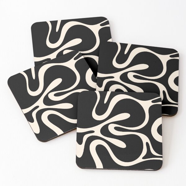 Item preview, Mod Abstract Smooth Contours Retro Contemporary Pattern Black and Almond Cream designed and sold by kierkegaard.