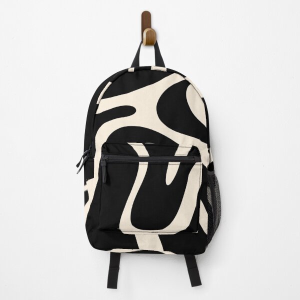 Item preview, Mod Abstract Smooth Contours Retro Contemporary Pattern Black and Almond Cream designed and sold by kierkegaard.