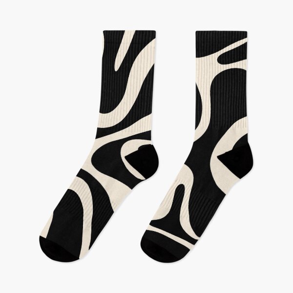 Item preview, Mod Abstract Smooth Contours Retro Contemporary Pattern Black and Almond Cream designed and sold by kierkegaard.