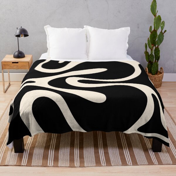 Item preview, Mod Abstract Smooth Contours Retro Contemporary Pattern Black and Almond Cream designed and sold by kierkegaard.