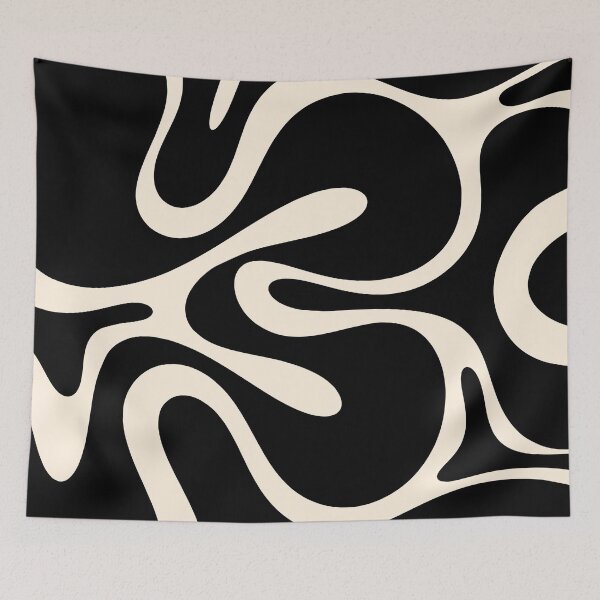 Item preview, Mod Abstract Smooth Contours Retro Contemporary Pattern Black and Almond Cream designed and sold by kierkegaard.