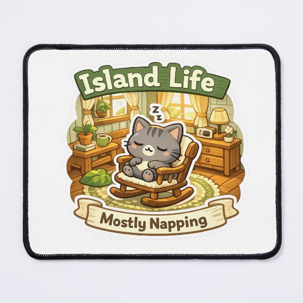 Item preview, Island Life Mostly Napping Cat Sticker | Cozy Gamer Kawaii Decal designed and sold by CozyNekoClub.