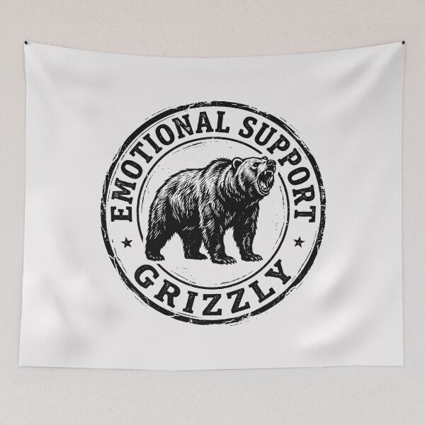 Item preview, Emotional Support Grizzly with Roaring Bear Vintage Seal and Funny Wildlife Vibe designed and sold by SplashTastic.