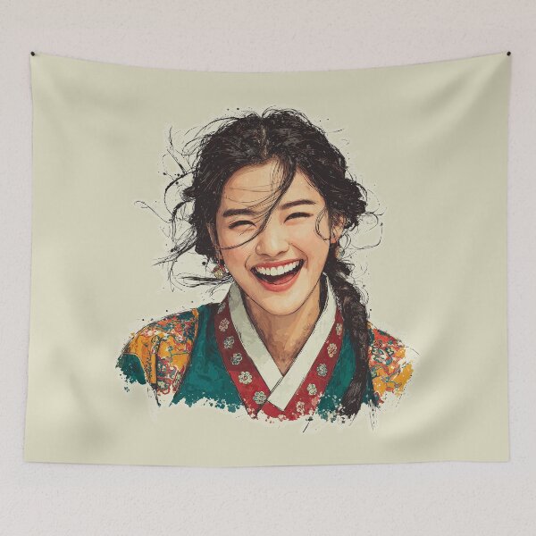 Item preview, Joyful Woman in Traditional Korean Hanbok designed and sold by colorful-white.