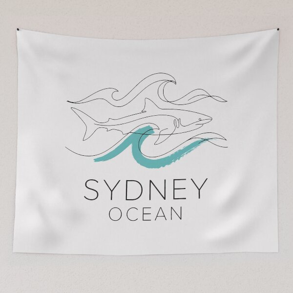 Item preview, Sydney Ocean Minimalist Shark Continuous Line Art with Teal Wave Accent designed and sold by SplashTastic.