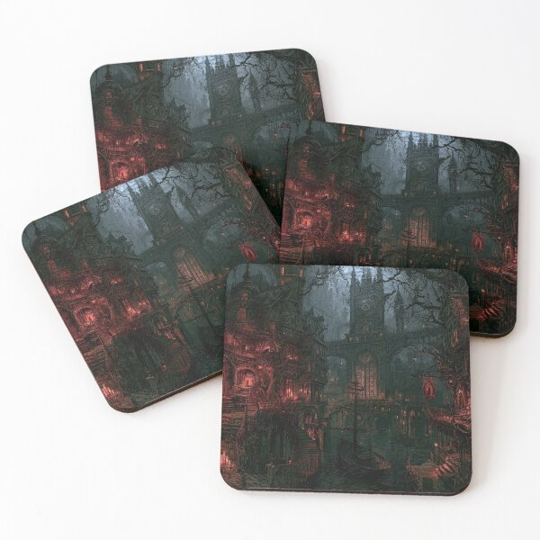 Item preview, Velmoor: The Cathedral Hour | Dark Fantasy Gothic Cathedral Canal Art Print designed and sold by Opetis.
