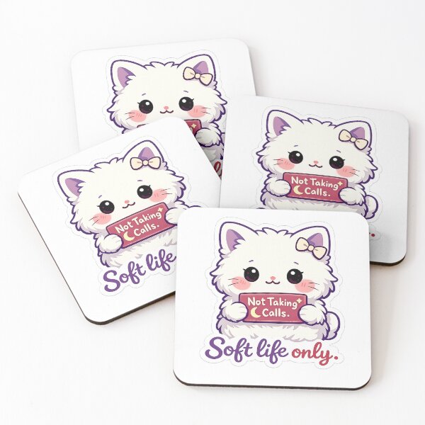 Item preview, Soft Life Only Cat Sticker | Not Taking Calls Kawaii Cat Decal designed and sold by CozyNekoClub.
