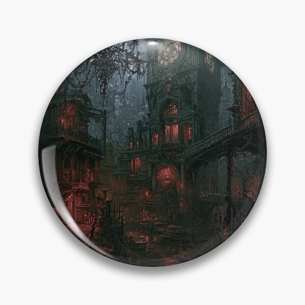 Item preview, Velmoor: The Counting House | Dark Fantasy Gothic Clock Facade Canal Art Print designed and sold by Opetis.