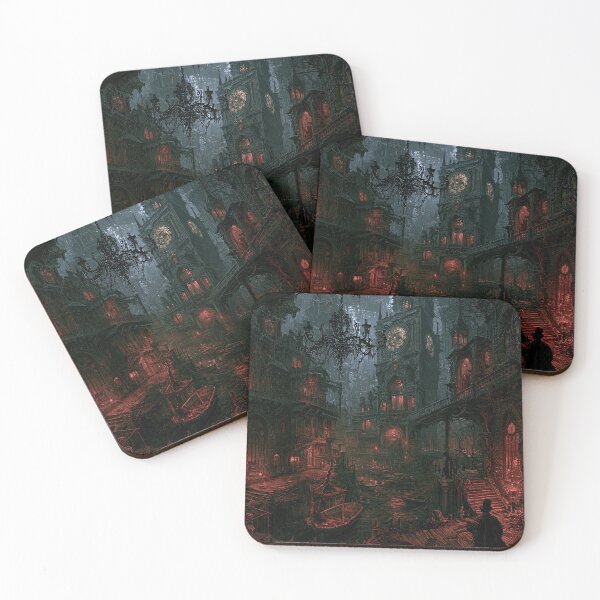 Item preview, Velmoor: The Counting House | Dark Fantasy Gothic Clock Facade Canal Art Print designed and sold by Opetis.