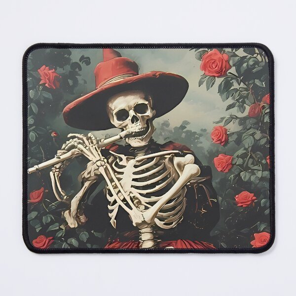 Item preview, Flute Playing Skeleton Witch with Roses designed and sold by Art-Arcade6.