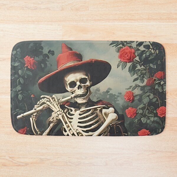 Item preview, Flute Playing Skeleton Witch with Roses designed and sold by Art-Arcade6.