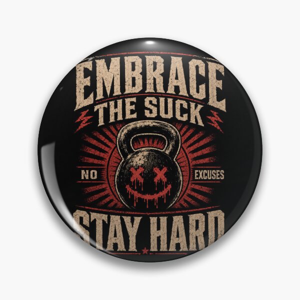 Item preview, Embrace The Suck Stay Hard No Excuses Kettlebell Gym Motivation designed and sold by FocusedPatterns.