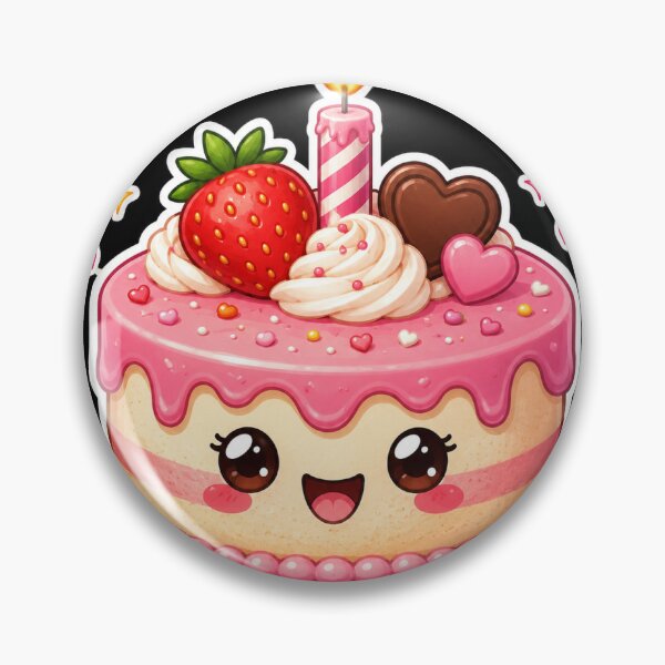 Item preview, Cute Kawaii Strawberry Birthday Cake Sticker designed and sold by Tinytreatstudio.
