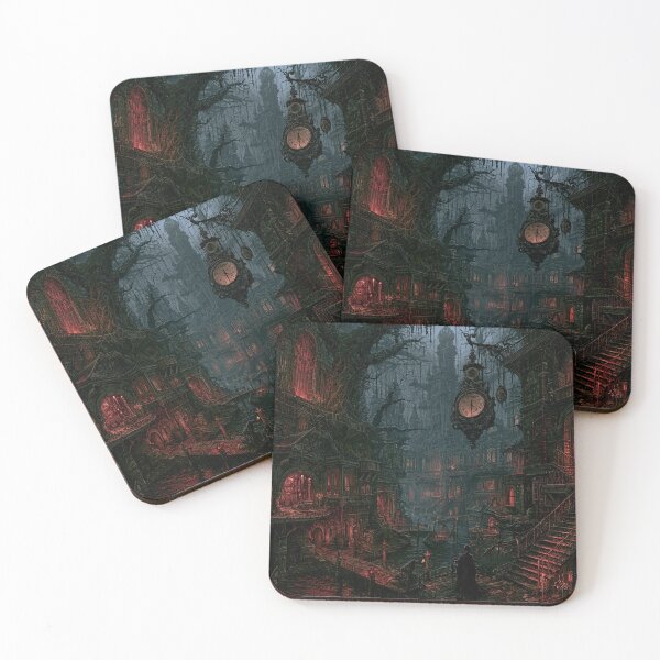 Item preview, Velmoor: The Hanging Clock | Dark Fantasy Drowned City Gothic Canal Art Print designed and sold by Opetis.