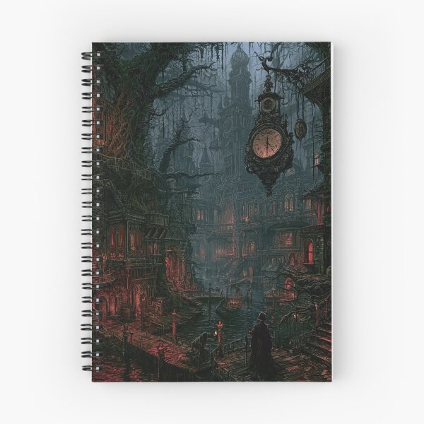 Item preview, Velmoor: The Hanging Clock | Dark Fantasy Drowned City Gothic Canal Art Print designed and sold by Opetis.