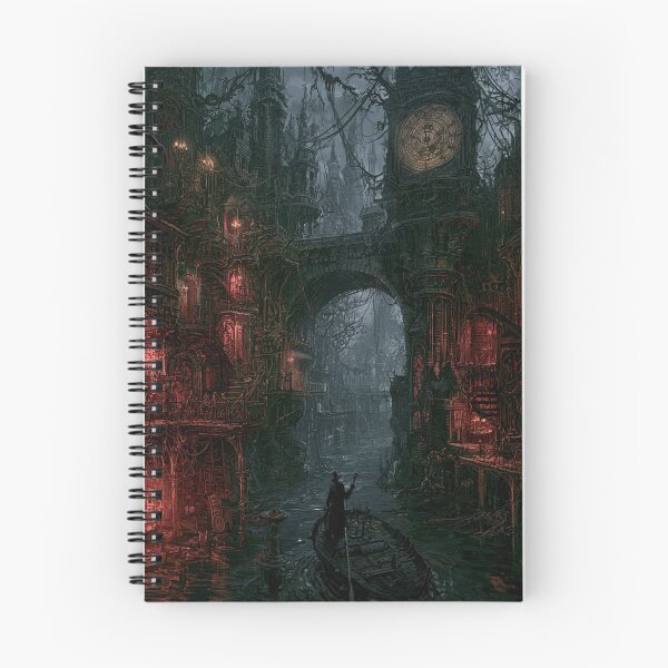 Item preview, Velmoor: The Raised Oar | Dark Fantasy Gothic Gondolier Canal Art Print designed and sold by Opetis.