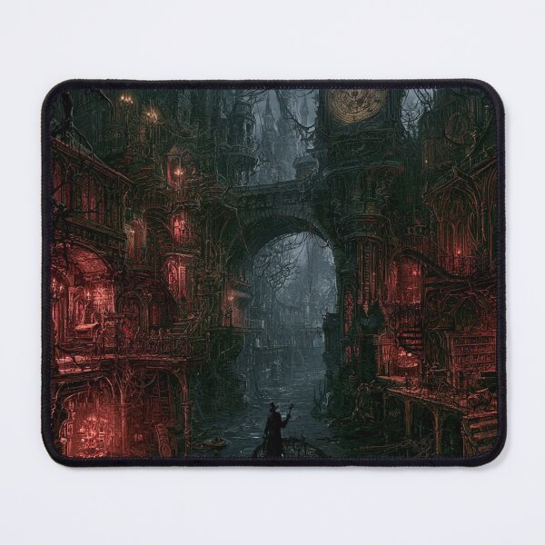 Item preview, Velmoor: The Raised Oar | Dark Fantasy Gothic Gondolier Canal Art Print designed and sold by Opetis.