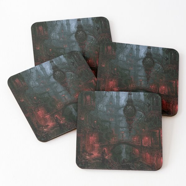Item preview, Velmoor: The Street Clock | Dark Fantasy Drowned City Gothic Art Print designed and sold by Opetis.