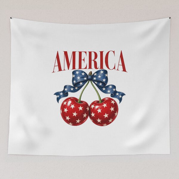 Item preview, Patriotic Stars Cherries Ribbon designed and sold by wesdesignshop.