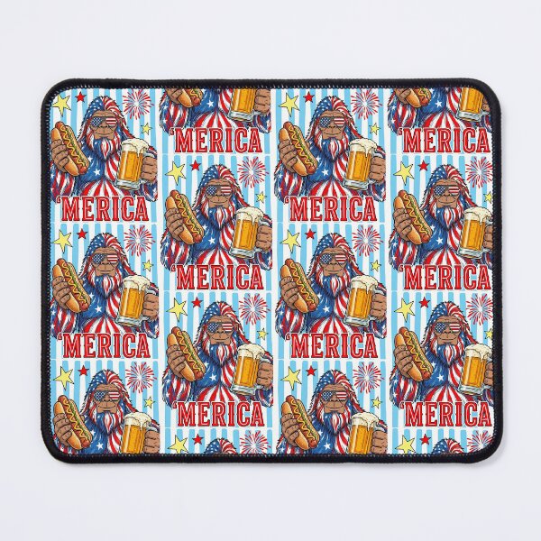 Item preview, Bigfoot 4th of July Patriotic American Flag Sasquatch Beer Drinking Hotdog designed and sold by HalloweenGift.
