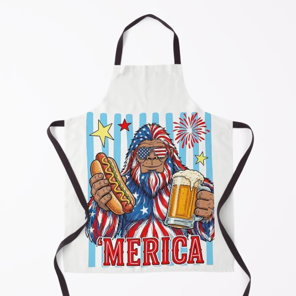 Item preview, Bigfoot 4th of July Patriotic American Flag Sasquatch Beer Drinking Hotdog designed and sold by HalloweenGift.