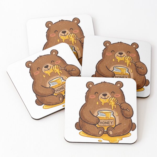 Item preview, Cute Teddy Bear Eating Sweet Honey Jar Illustration designed and sold by TaiwanMemory.