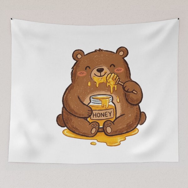 Item preview, Cute Teddy Bear Eating Sweet Honey Jar Illustration designed and sold by TaiwanMemory.