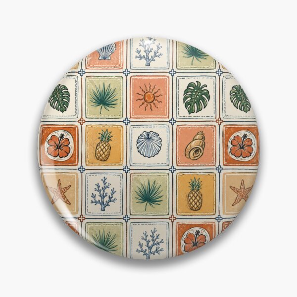 Item preview, Nostalgic Coastal Tile Seamless Pattern | Tropical Beach Icons in Vintage Mediterranean Style designed and sold by Ioanna-Studio.