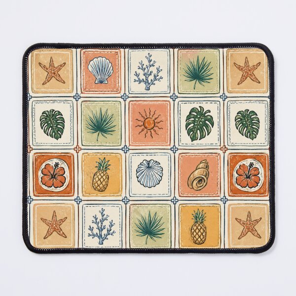 Item preview, Nostalgic Coastal Tile Seamless Pattern | Tropical Beach Icons in Vintage Mediterranean Style designed and sold by Ioanna-Studio.