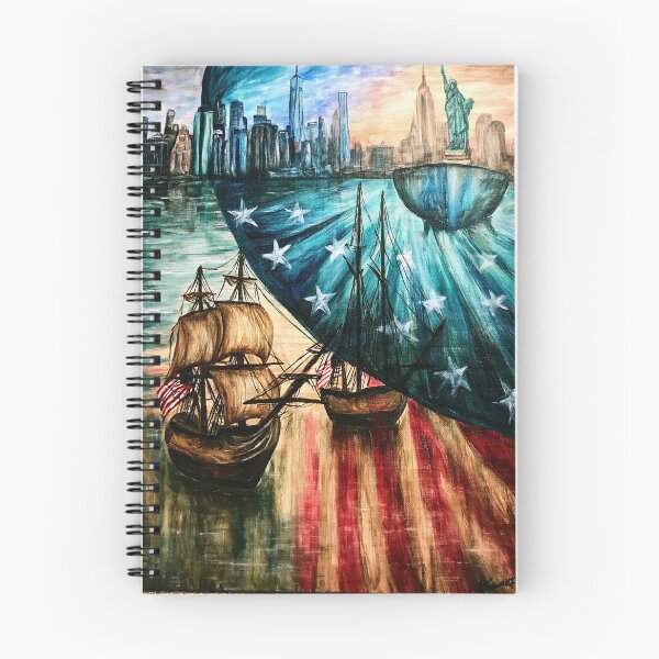Item preview, Torn Paper American Flag Ship and City Skyline designed and sold by Piotrek0001.
