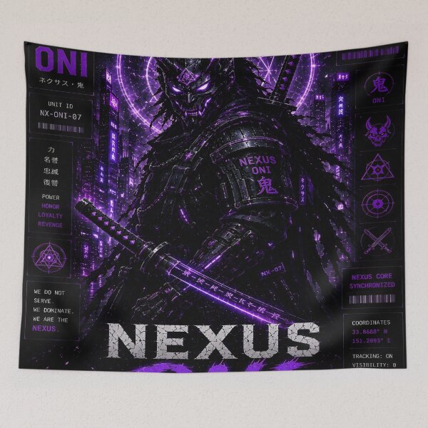 Item preview, Nexus Oni - Cyberpunk Futuristic Demon Mecha Samurai Art designed and sold by RiteshCenter.