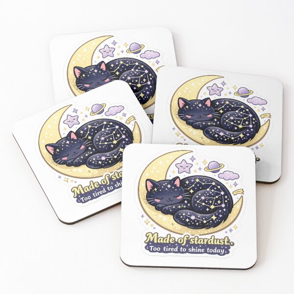 Item preview, Stardust Cat Sticker | Celestial Sleepy Cat Kawaii Decal designed and sold by CozyNekoClub.