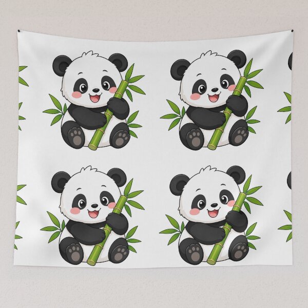 Item preview, : Cute Panda With Bamboo Cartoon Art designed and sold by StickersHul.
