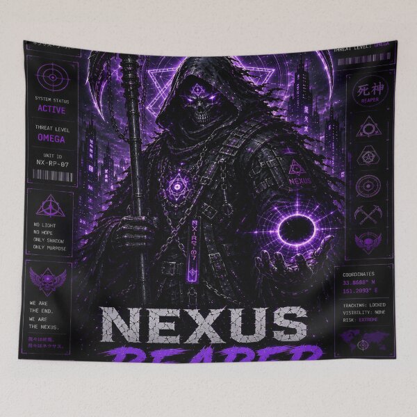 Item preview, Nexus Reaper - Dark Cyberpunk Grim Reaper SciFi Skull Art designed and sold by RiteshCenter.