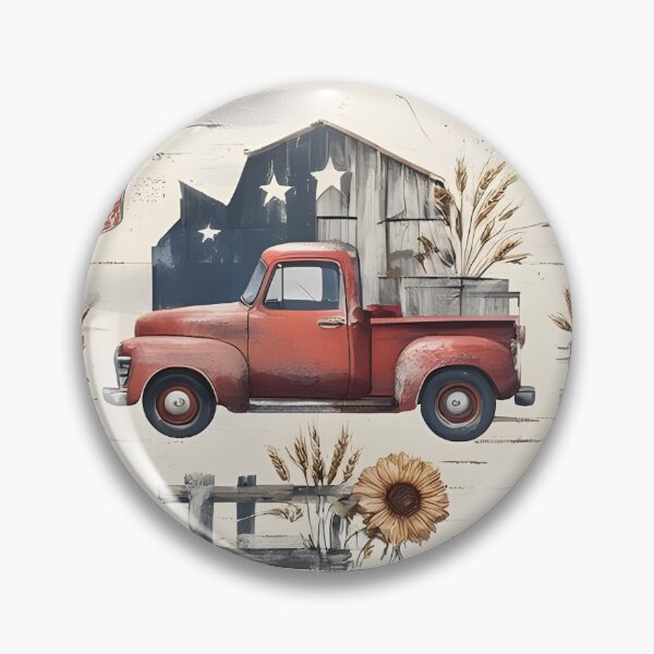 Item preview, Modern Farmhouse Americana Patriotic 4th of July Seamless Pattern — Vintage Red Truck, Barn, Rooster, Sunflower designed and sold by Amplify-n-Co.