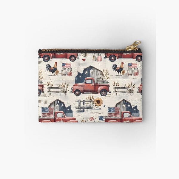 Item preview, Modern Farmhouse Americana Patriotic 4th of July Seamless Pattern — Vintage Red Truck, Barn, Rooster, Sunflower designed and sold by Amplify-n-Co.