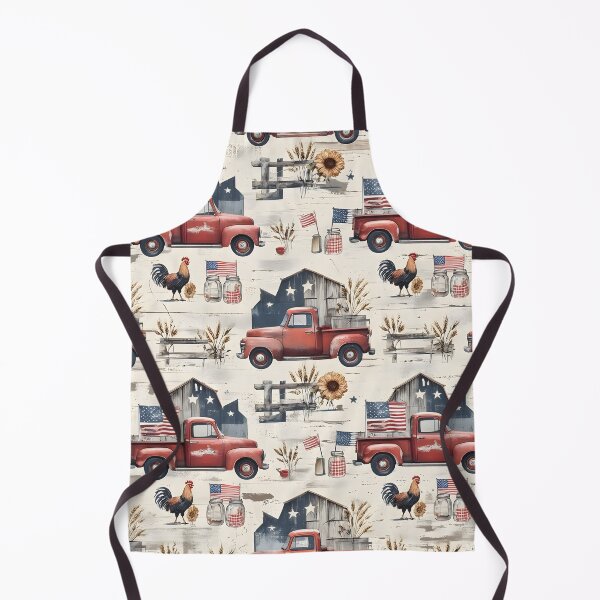 Item preview, Modern Farmhouse Americana Patriotic 4th of July Seamless Pattern — Vintage Red Truck, Barn, Rooster, Sunflower designed and sold by Amplify-n-Co.