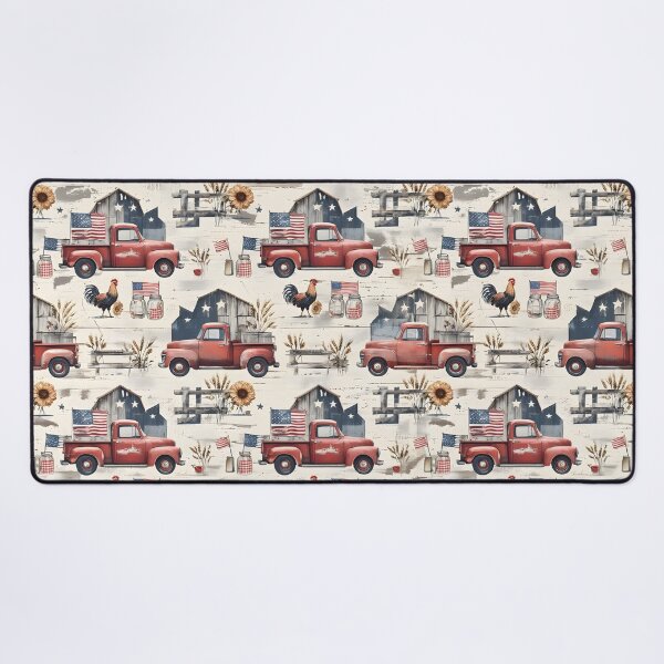 Item preview, Modern Farmhouse Americana Patriotic 4th of July Seamless Pattern — Vintage Red Truck, Barn, Rooster, Sunflower designed and sold by Amplify-n-Co.