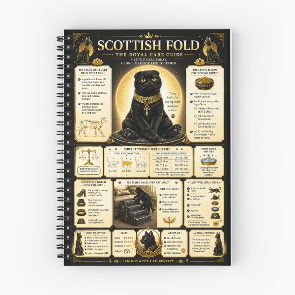 Item preview, Scottish Fold Care Guide – Royal Cat Infographic designed and sold by CJChronicles.