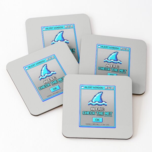 Item preview, Check The Net Pixel Alert with Retro Computer Window and Shark Fin Graphic designed and sold by SplashTastic.