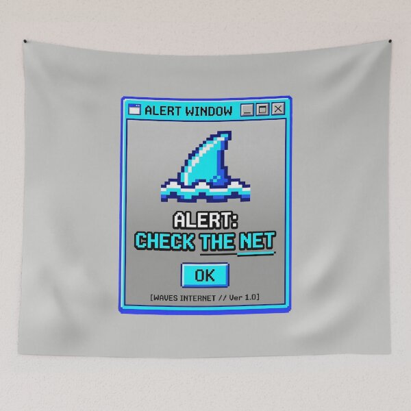 Item preview, Check The Net Pixel Alert with Retro Computer Window and Shark Fin Graphic designed and sold by SplashTastic.