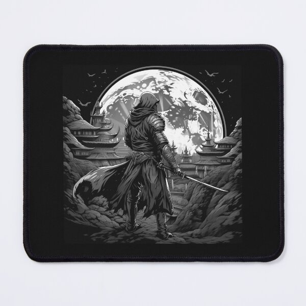 Item preview, Black and White Samurai Ninja Warrior Full Moon Art designed and sold by inkoutninja.