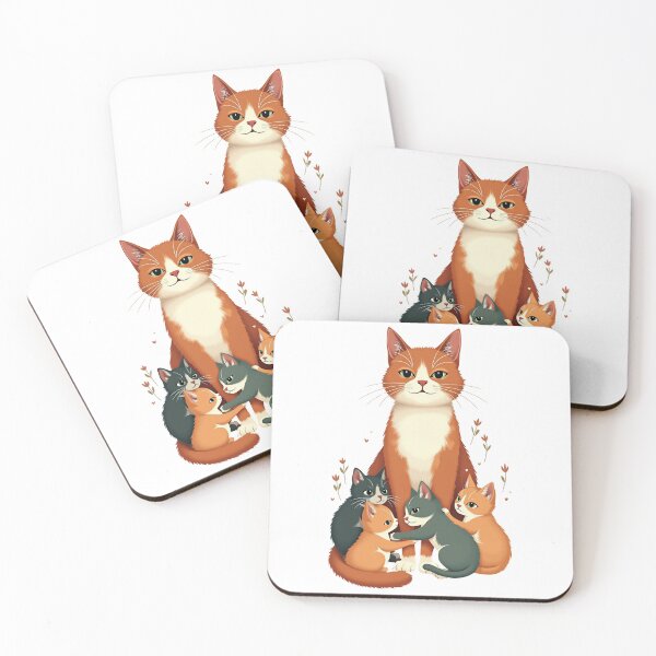 Item preview, Mother Cat and Kittens Cozy Family Hug Illustration designed and sold by Amp6599.