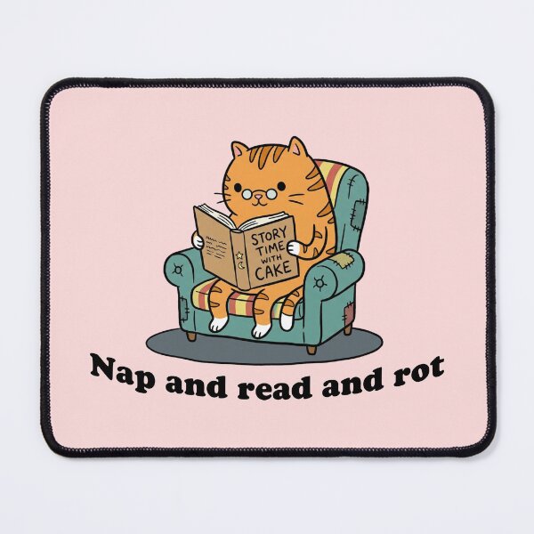 Item preview, Nap and Read and Rot — Cozy Cat Reading Funny Quote | Book Lover Gift, Goblincore Homebody Sticker designed and sold by ArtofDari.