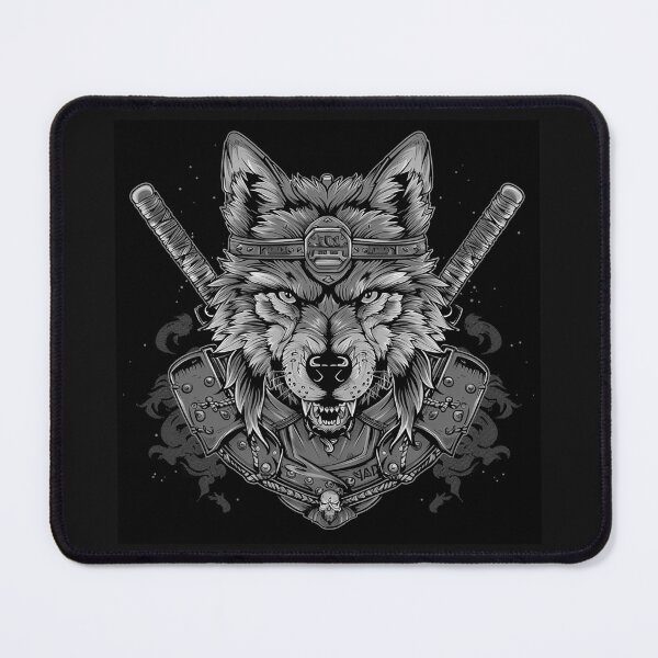 Item preview, Black and White Samurai Wolf Warrior Katana Art designed and sold by inkoutninja.