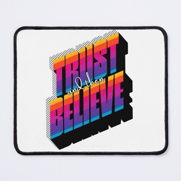 Item preview, Trust and Then Believe — Retro Sunset Stripe Typography Tee designed and sold by DonnaRaine.