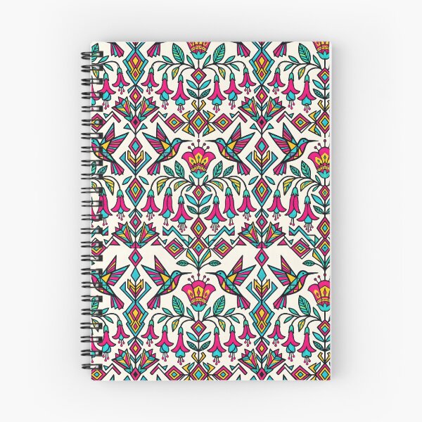 Item preview, Geometric Hummingbird Pattern with Pink Fuchsia Flower in Tribal Art Style designed and sold by SplashTastic.